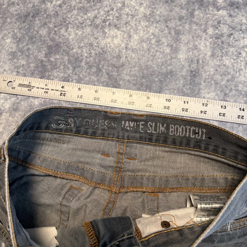 Y2K Guess Jayce Slim Bootcut Jeans Mens 29x30 Gray Distressed Denim